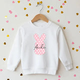 Personalized Easter Kids Sweatshirt, Custom Name Easter Bunny Printed Crewnecks, Kids Matching Outfits, Easter Gifts, Egg Hunt Tops for Kids