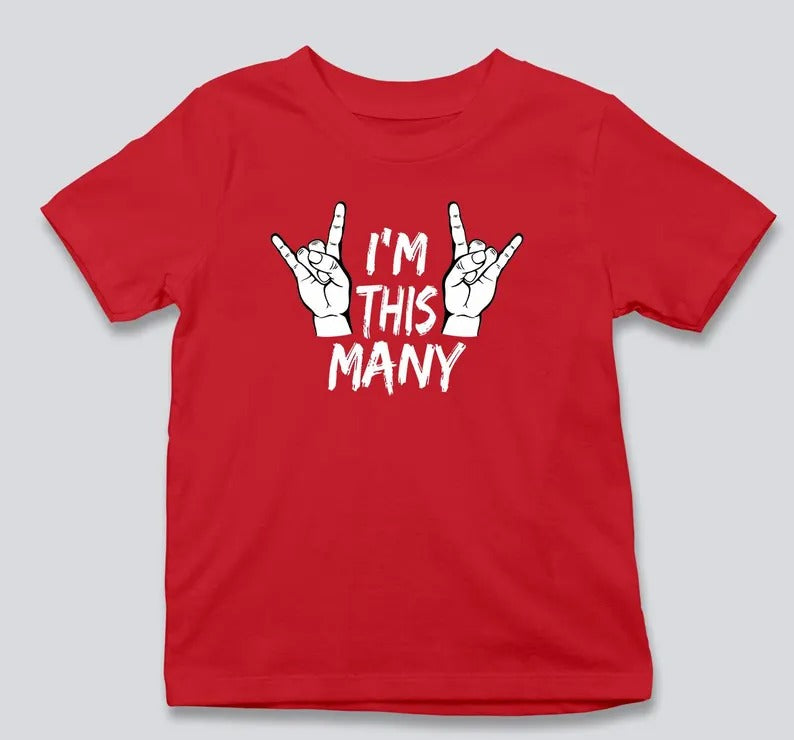 I'm This Many 4 Kids T-Shirt – Fourth Birthday Kids T Shirts, 4th Birthday Party Tees, Children's Age 4 Shirts, Toddler Birthday Party Gifts
