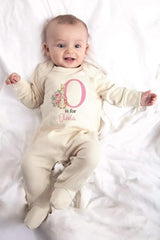 Personalised Baby Grow Sleepsuit, Custom Name & Initial Bunny Romper, Easter Bunny Printed Baby Sleepsuit, Newborn Baby Gifts, Easter Gifts