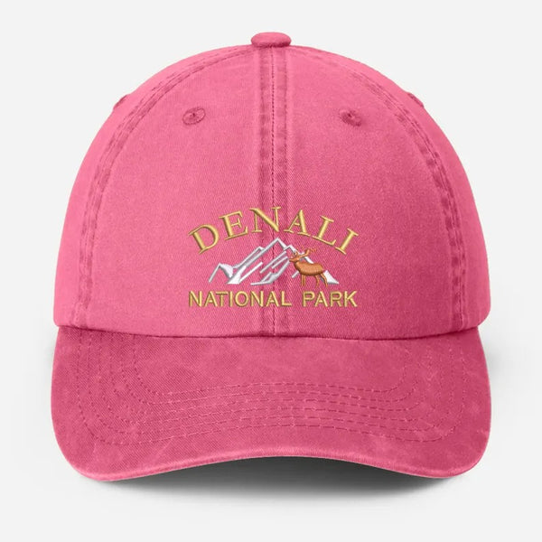 Denali National Park Embroidered Cap, Vintage Camping Dad Hat, National Park Baseball Hat, Nature Theme Mountain Hiking Hat, Gift for Him