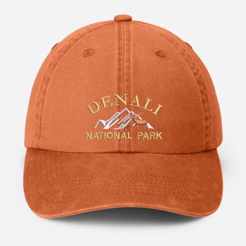 Denali National Park Embroidered Cap, Vintage Camping Dad Hat, National Park Baseball Hat, Nature Theme Mountain Hiking Hat, Gift for Him