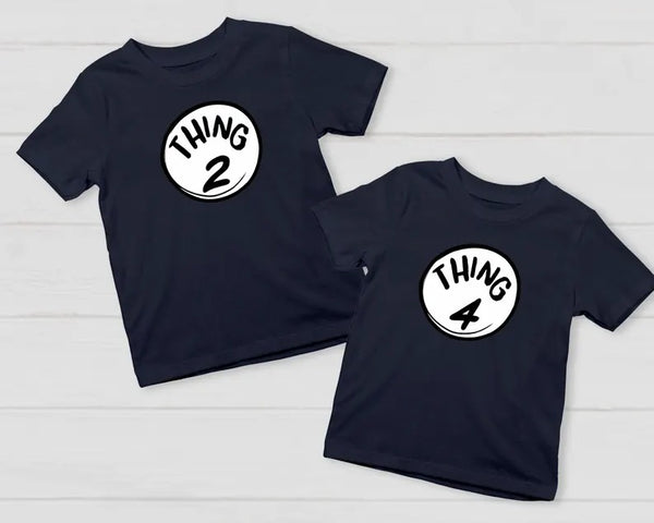 Custom Thing 1 Thing 2 Shirt, Personalised Boys and Girls T-Shirt, World Book Day Tops, Family Matching Youth Kids Tee, School Party Gifts