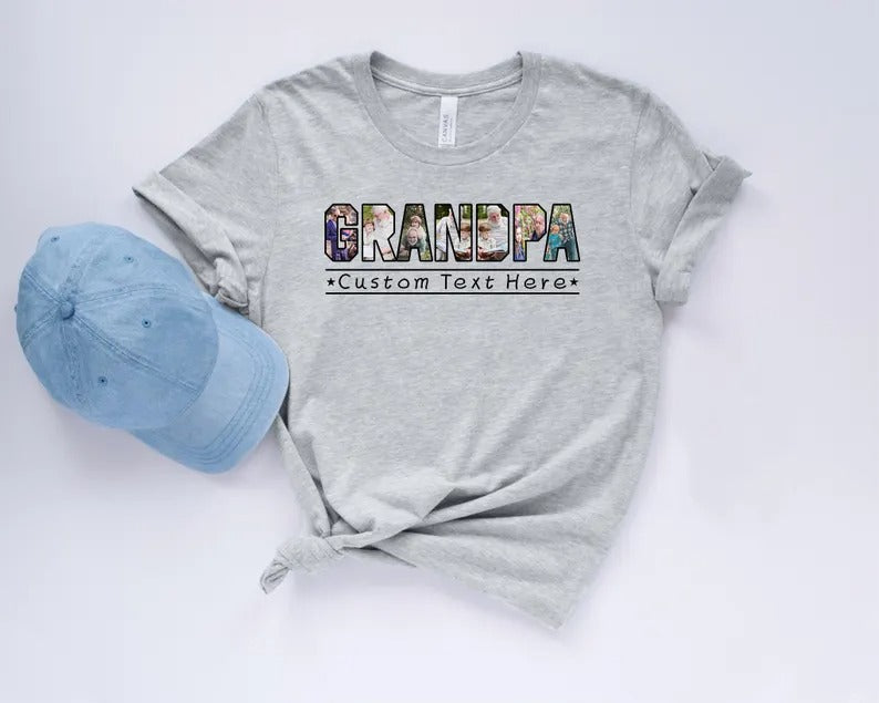 Personalized Father's Day Shirt for Dad, Custom Family Photo Dad T Shirt, Father's Day Gift for Grandpa, Dad Birthday Tee Tops, Gift for Him