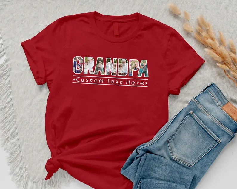 Personalized Father's Day Shirt for Dad, Custom Family Photo Dad T Shirt, Father's Day Gift for Grandpa, Dad Birthday Tee Tops, Gift for Him