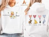 Mama Bear Hoodies, Personalised Mom Hoodies with Kids Names on Back, Mother's Day Gifts, Mom Bear Jumpers, Pregnancy Reveal Gift for New Mom