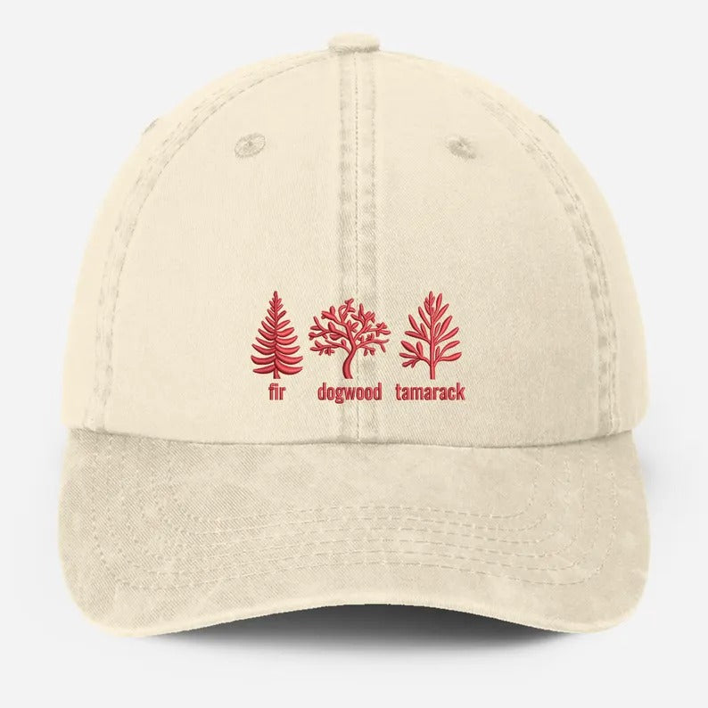Embroidered Subtle FDT Dad Hat, Anti Trump Pigment Dyed Hat, Impeach President Dad Hat, Fir Dogwood Tamarack Trees Hat, Gift for Democrats