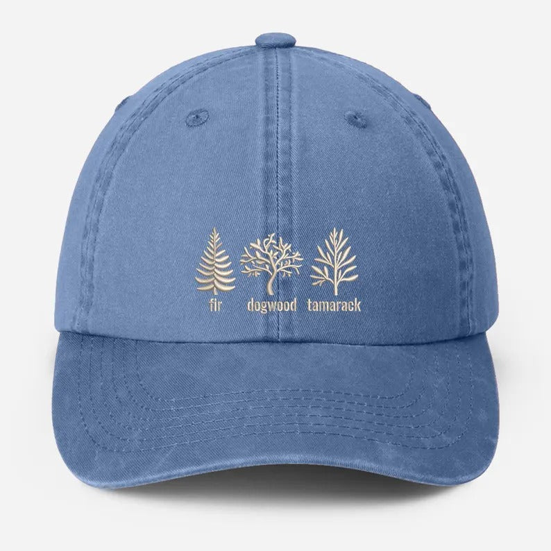 Embroidered Subtle FDT Dad Hat, Anti Trump Pigment Dyed Hat, Impeach President Dad Hat, Fir Dogwood Tamarack Trees Hat, Gift for Democrats