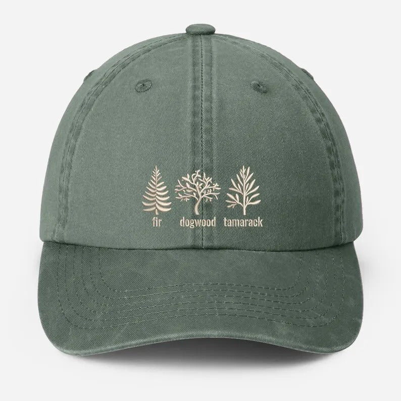Embroidered Subtle FDT Dad Hat, Anti Trump Pigment Dyed Hat, Impeach President Dad Hat, Fir Dogwood Tamarack Trees Hat, Gift for Democrats