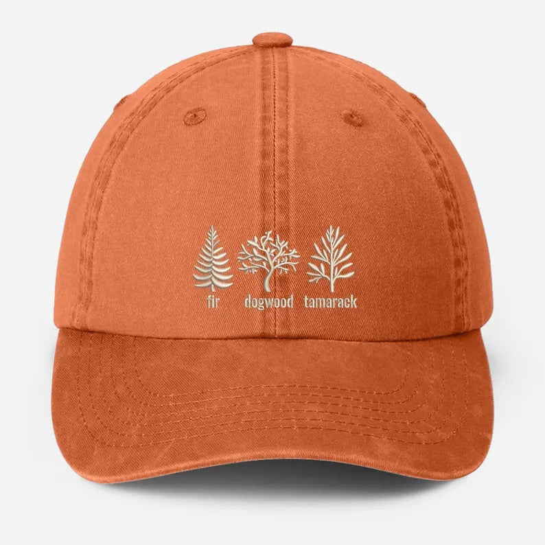 Embroidered Subtle FDT Dad Hat, Anti Trump Pigment Dyed Hat, Impeach President Dad Hat, Fir Dogwood Tamarack Trees Hat, Gift for Democrats