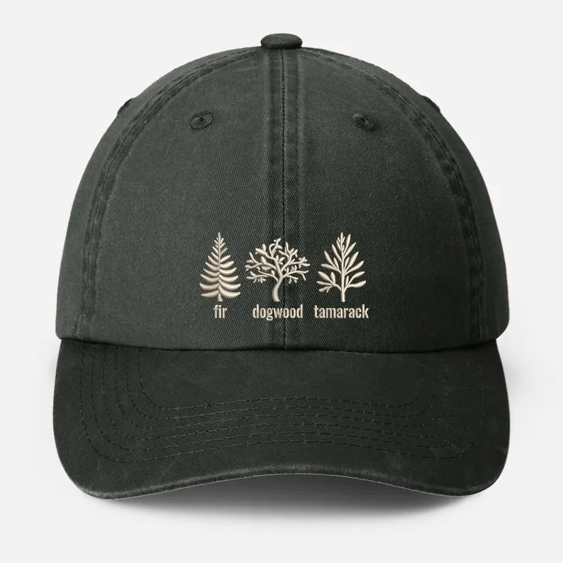Embroidered Subtle FDT Dad Hat, Anti Trump Pigment Dyed Hat, Impeach President Dad Hat, Fir Dogwood Tamarack Trees Hat, Gift for Democrats