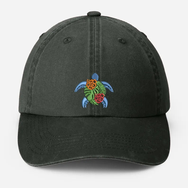 Sea Turtle Embroidered Hat, Vintage Ocean Lover Baseball Cap, Beach Vocation Cool Summer Hat, Dad Adjustable Hat, Sea Animals Lover Gifts