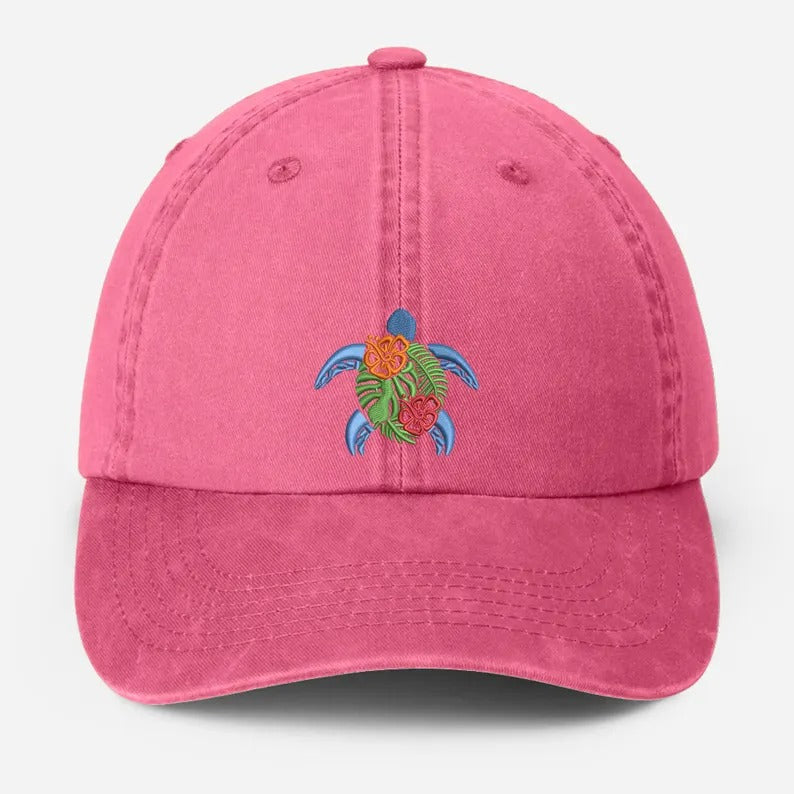 Sea Turtle Embroidered Hat, Vintage Ocean Lover Baseball Cap, Beach Vocation Cool Summer Hat, Dad Adjustable Hat, Sea Animals Lover Gifts