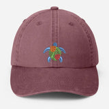 Sea Turtle Embroidered Hat, Vintage Ocean Lover Baseball Cap, Beach Vocation Cool Summer Hat, Dad Adjustable Hat, Sea Animals Lover Gifts