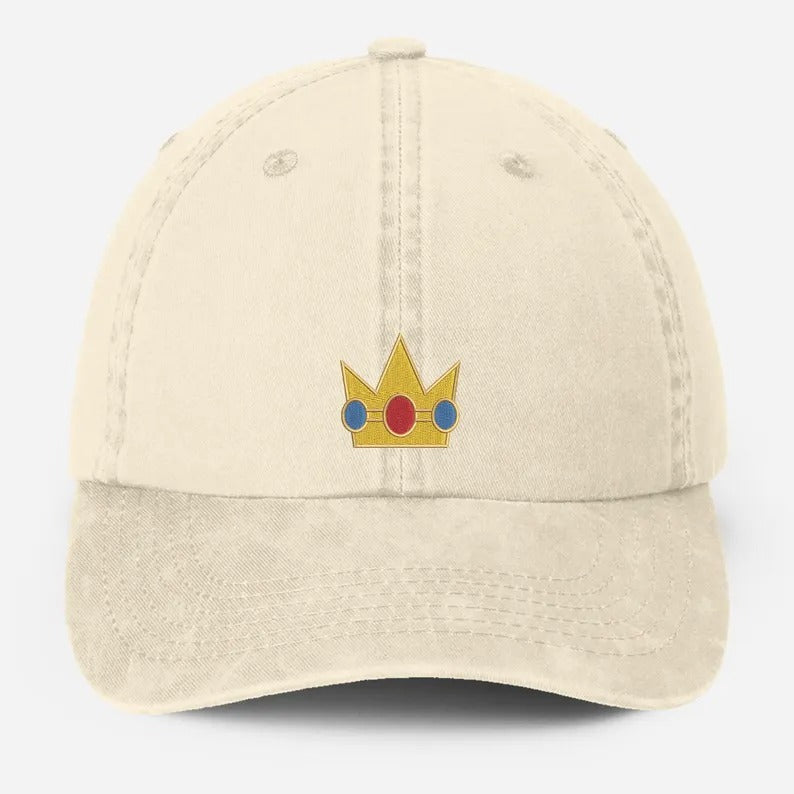 Vintage Embroidered Crown Cap, Cute Gold princess Crown Hat for Girls, Retro Cosplay Baseball Cap, Gift for Her, Cartoon move Lover Gifts
