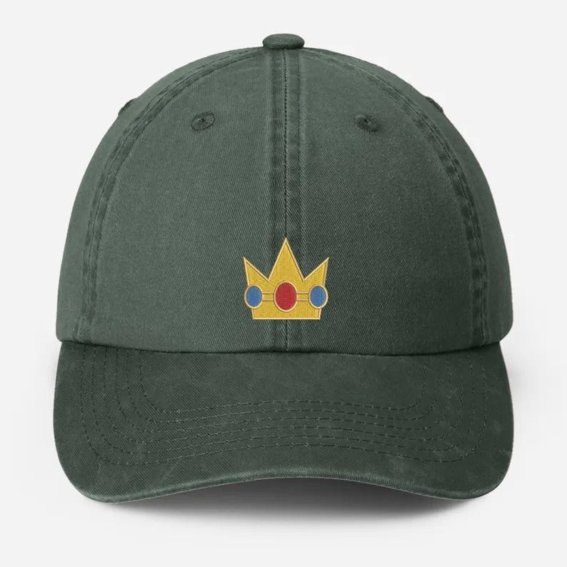 Vintage Embroidered Crown Cap, Cute Gold princess Crown Hat for Girls, Retro Cosplay Baseball Cap, Gift for Her, Cartoon move Lover Gifts