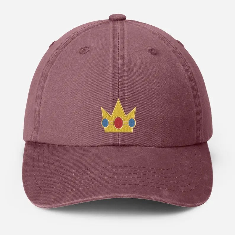Vintage Embroidered Crown Cap, Cute Gold princess Crown Hat for Girls, Retro Cosplay Baseball Cap, Gift for Her, Cartoon move Lover Gifts
