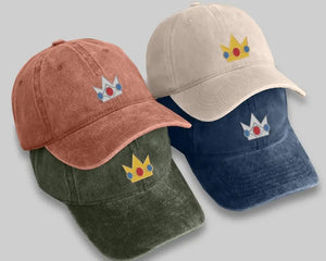 Vintage Embroidered Crown Cap, Cute Gold princess Crown Hat for Girls, Retro Cosplay Baseball Cap, Gift for Her, Cartoon move Lover Gifts