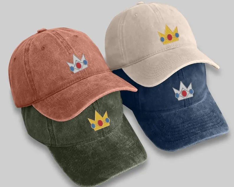 Vintage Embroidered Crown Cap, Cute Gold princess Crown Hat for Girls, Retro Cosplay Baseball Cap, Gift for Her, Cartoon move Lover Gifts