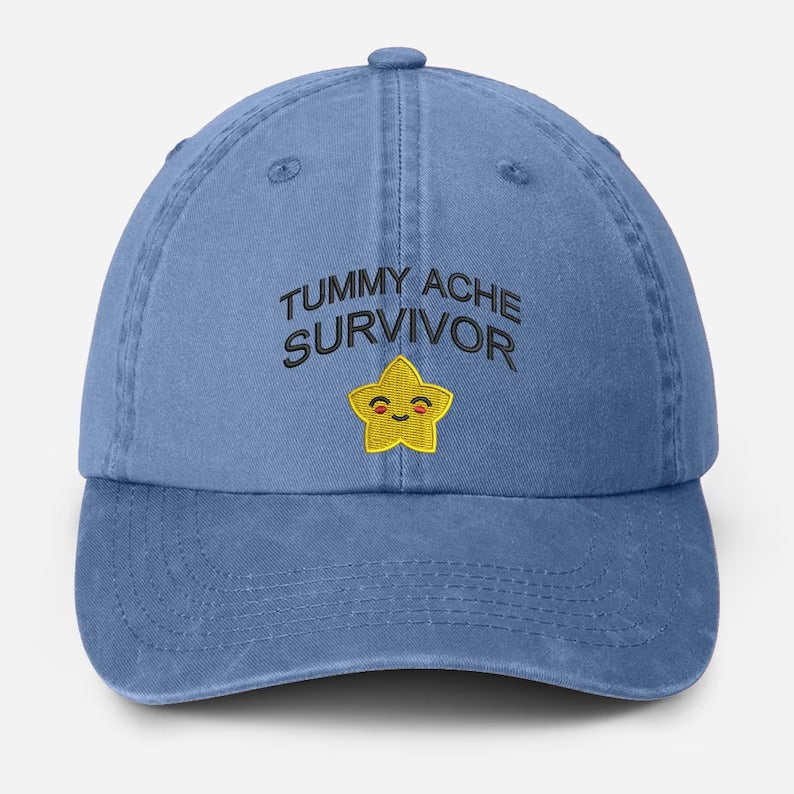 Tummy Ache Survivor Embroidered Hat, Funny Meme Baseball Cap, My Tummy Hurts Vintage Hat, Summer Hat with Fun Sayings, Birthday Gift for Him