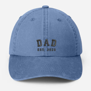 Custom Embroidered Dad Vintage Caps, Personalised Est Year Grandpa Hat, Pregnancy Announcement Adjustable Hats, Gift for New Grandma Grandpa