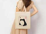 Unimpressed Frog Tote Bag, Vintage Japanese Art Printed Bag, Eco-Friendly Gift, Funny Frog meme Totes, Kawaii Frog Lover Tote, Shopping Bags
