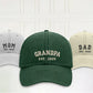 Custom Embroidered Dad Vintage Caps, Personalised Est Year Grandpa Hat, Pregnancy Announcement Adjustable Hats, Gift for New Grandma Grandpa