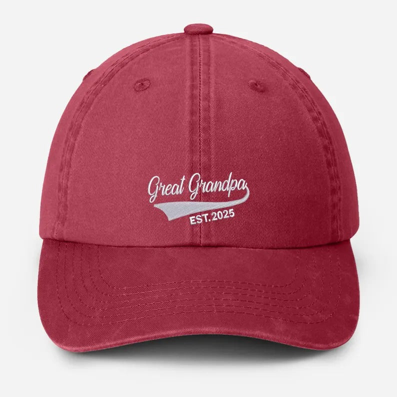 Personalised Great Grandpa Hat, Custom Embroidered Grandpa Hats, Vintage Baseball Caps, Grandpa Hats with Est Year, Gifts for New Grandpa