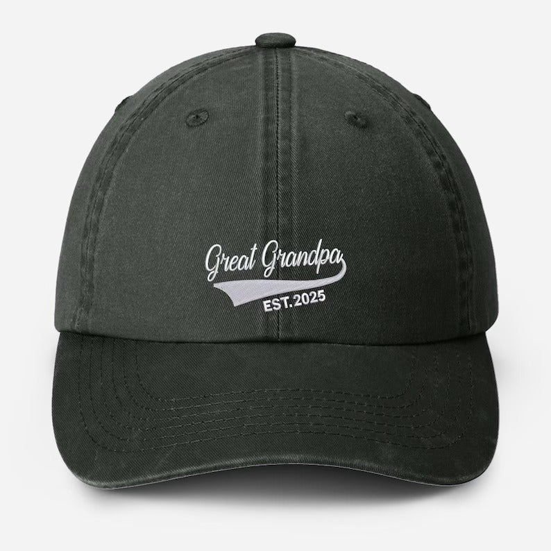 Personalised Great Grandpa Hat, Custom Embroidered Grandpa Hats, Vintage Baseball Caps, Grandpa Hats with Est Year, Gifts for New Grandpa