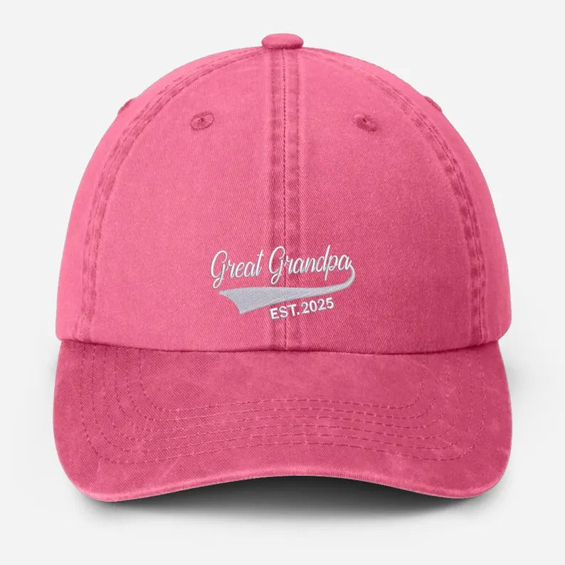 Personalised Great Grandpa Hat, Custom Embroidered Grandpa Hats, Vintage Baseball Caps, Grandpa Hats with Est Year, Gifts for New Grandpa