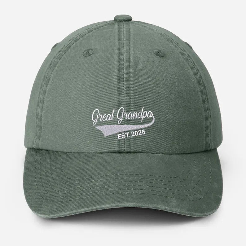 Personalised Great Grandpa Hat, Custom Embroidered Grandpa Hats, Vintage Baseball Caps, Grandpa Hats with Est Year, Gifts for New Grandpa