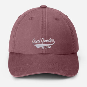 Personalised Great Grandpa Hat, Custom Embroidered Grandpa Hats, Vintage Baseball Caps, Grandpa Hats with Est Year, Gifts for New Grandpa