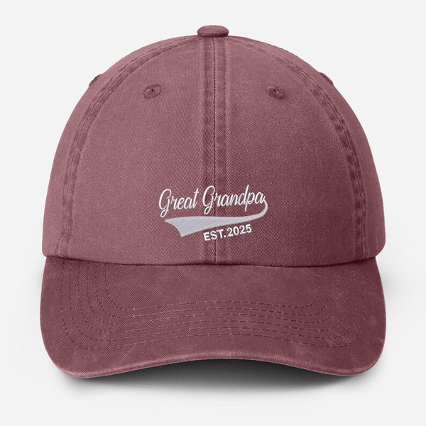 Personalised Great Grandpa Hat, Custom Embroidered Grandpa Hats, Vintage Baseball Caps, Grandpa Hats with Est Year, Gifts for New Grandpa