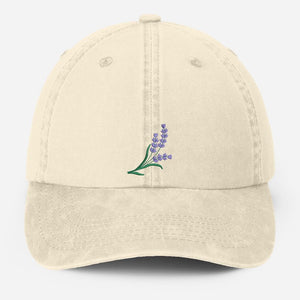 Embroidered Lavender Flower Hat, Botonical Garden Floral Cap, Cool Summer Hat, Vintage Floral Baseball Caps, Flower Lover Gift, Gift for Her