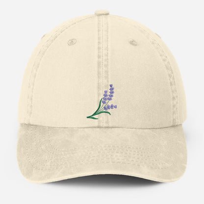 Embroidered Lavender Flower Hat, Botonical Garden Floral Cap, Cool Summer Hat, Vintage Floral Baseball Caps, Flower Lover Gift, Gift for Her