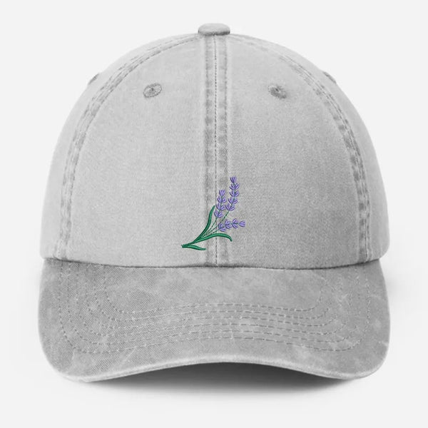 Embroidered Lavender Flower Hat, Botonical Garden Floral Cap, Cool Summer Hat, Vintage Floral Baseball Caps, Flower Lover Gift, Gift for Her