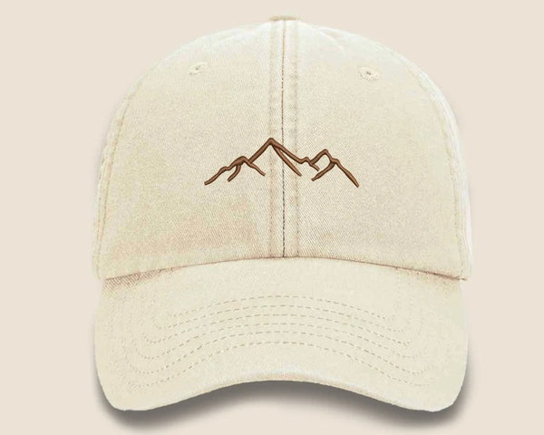 Embroidered Mountain Hill Design Baseball Cap, 100 Cotton Comfort Color Sun Hat, Vintage Style Unisex Cap, Forest Nature Outdoor Camping Hat