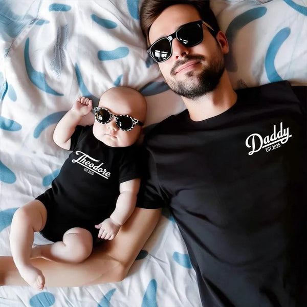 Personalised Dad Est Shirt, Custom Dad T-Shirt with Baby’s Birth Year, Father’s Day Gift from Baby, New Dad Gifts, Matching Family Shirts