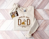 Embroidered Dad Photo Portrait Sweater, Personalised Sketch from Picture Father's Day Jumper, Kids Names on Sleeve Sweater, Fathers Day Gift