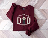 Embroidered Dad Photo Portrait Sweater, Personalised Sketch from Picture Father's Day Jumper, Kids Names on Sleeve Sweater, Fathers Day Gift