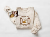 Embroidered Dad Photo Portrait Sweater, Personalised Sketch from Picture Father's Day Jumper, Kids Names on Sleeve Sweater, Fathers Day Gift