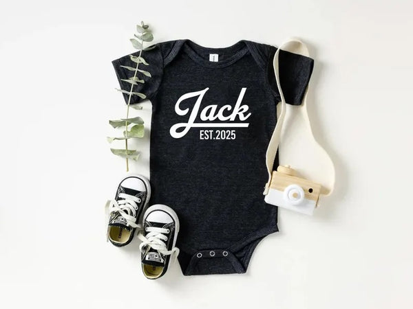 Baby Est Bodysuit | Personalized Baby Bodysuit with Year | Father’s Day Baby Outfit | Matching Dad and Baby Gift | New Baby Announcement