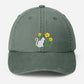 Cat & Flower Embroidered Hat, Floral Vintage Hat, Kitten Baseball Cap, Black Cat Summer Hat, Womens Flower Hat, Cat Lover Gift, Gift for Her