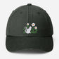 Cat & Flower Embroidered Hat, Floral Vintage Hat, Kitten Baseball Cap, Black Cat Summer Hat, Womens Flower Hat, Cat Lover Gift, Gift for Her