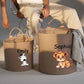 Personalised Safari Jungle Themed Bag, Custom Name Printed Toy Storage Bag, Safari Jungle Themed Felt Trug Toy Bin, Nursery Room Organizer