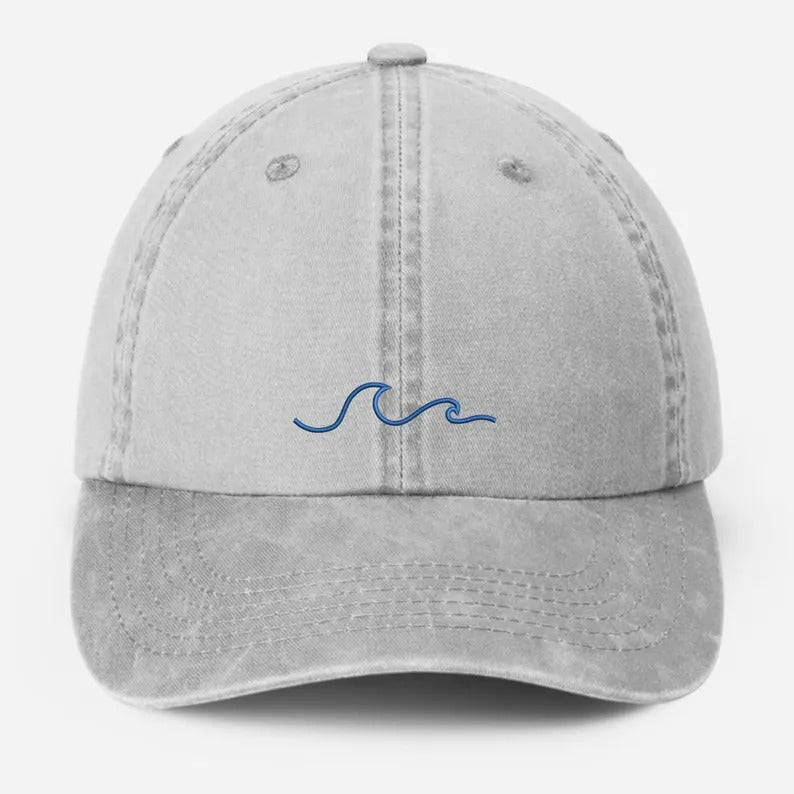 Beach Wave Embroidered Hat, Bachelorette Party Hats, Vintage Beach Hat for Women, Adjustable Strap Back, Cool Summer Hat, Girlfriend Gift