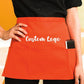 Personalised Short Apron, Custom Name /Logo Printed Aprons, Kitchen Apron, Gift for Bakers, Short Bar Apron with Pockets, Cocktail Bar Apron