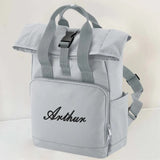 Personalised Backpack, Custom Name or Initials Printed Backpack, Twin Handle Roll-Top Travel Bags, 100 Polyester Bags, Back to School Gifts