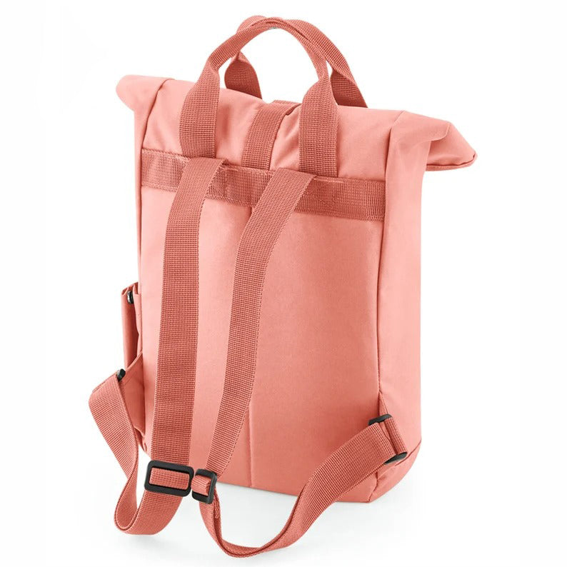 Personalised Backpack, Custom Name or Initials Printed Backpack, Twin Handle Roll-Top Travel Bags, 100 Polyester Bags, Back to School Gifts