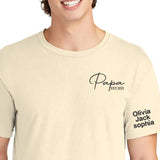 Personalised Papa Embroidered Shirt, Custom Kids Name On Sleeve T-Shirt, Dad Est Year Tee Tops, Funny Gift For Husband, Father's Day Gift