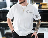 Personalised Papa Embroidered Shirt, Custom Kids Name On Sleeve T-Shirt, Dad Est Year Tee Tops, Funny Gift For Husband, Father's Day Gift